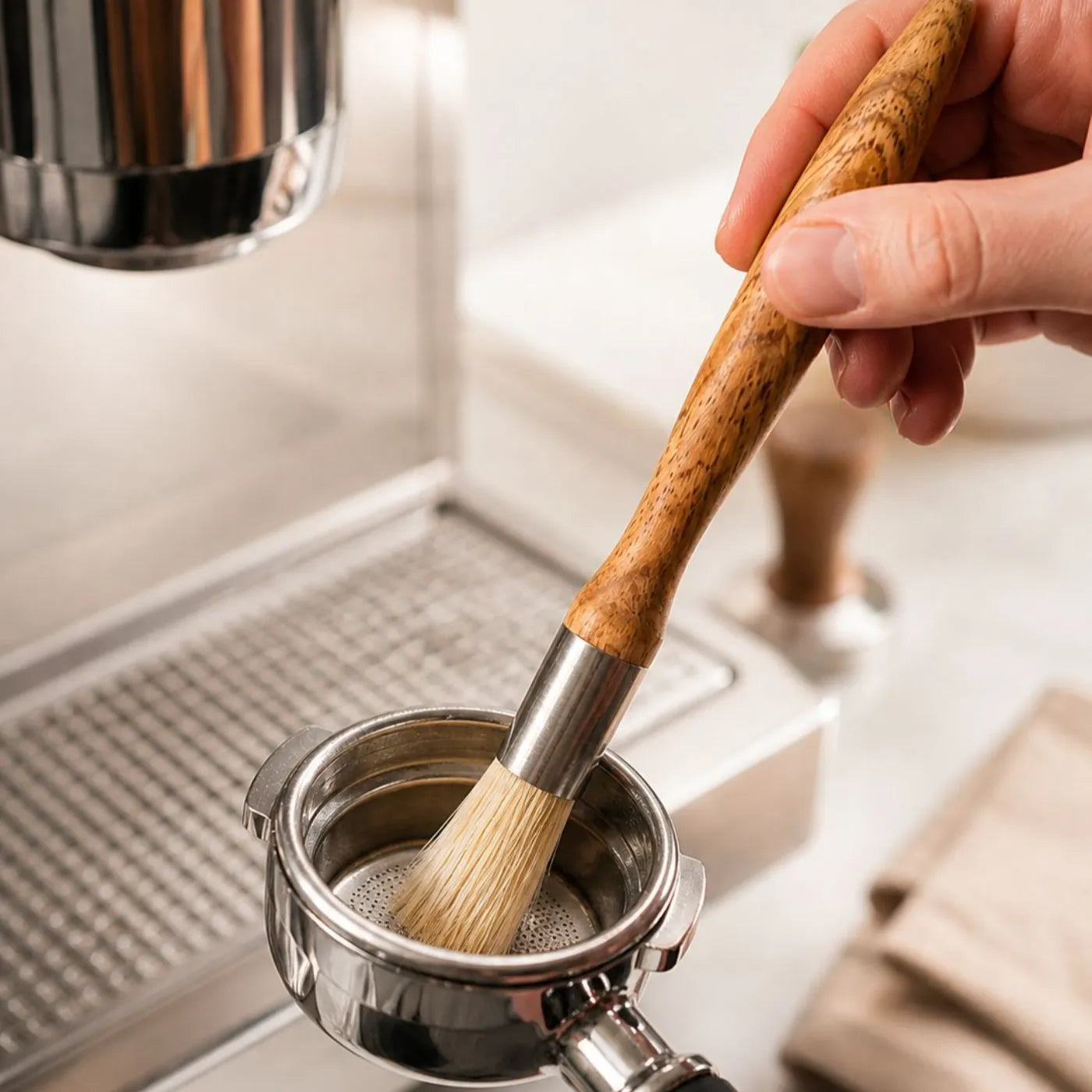 Barista Reinigungspinsel aus Holz – Für Siebträger & Kaffeemühlen